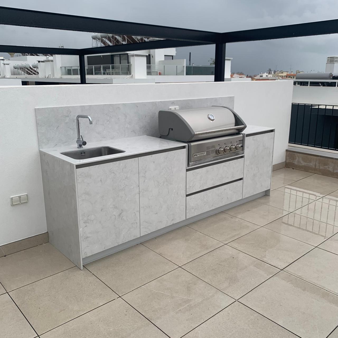 Outdoor Kitchen with Stone Facades