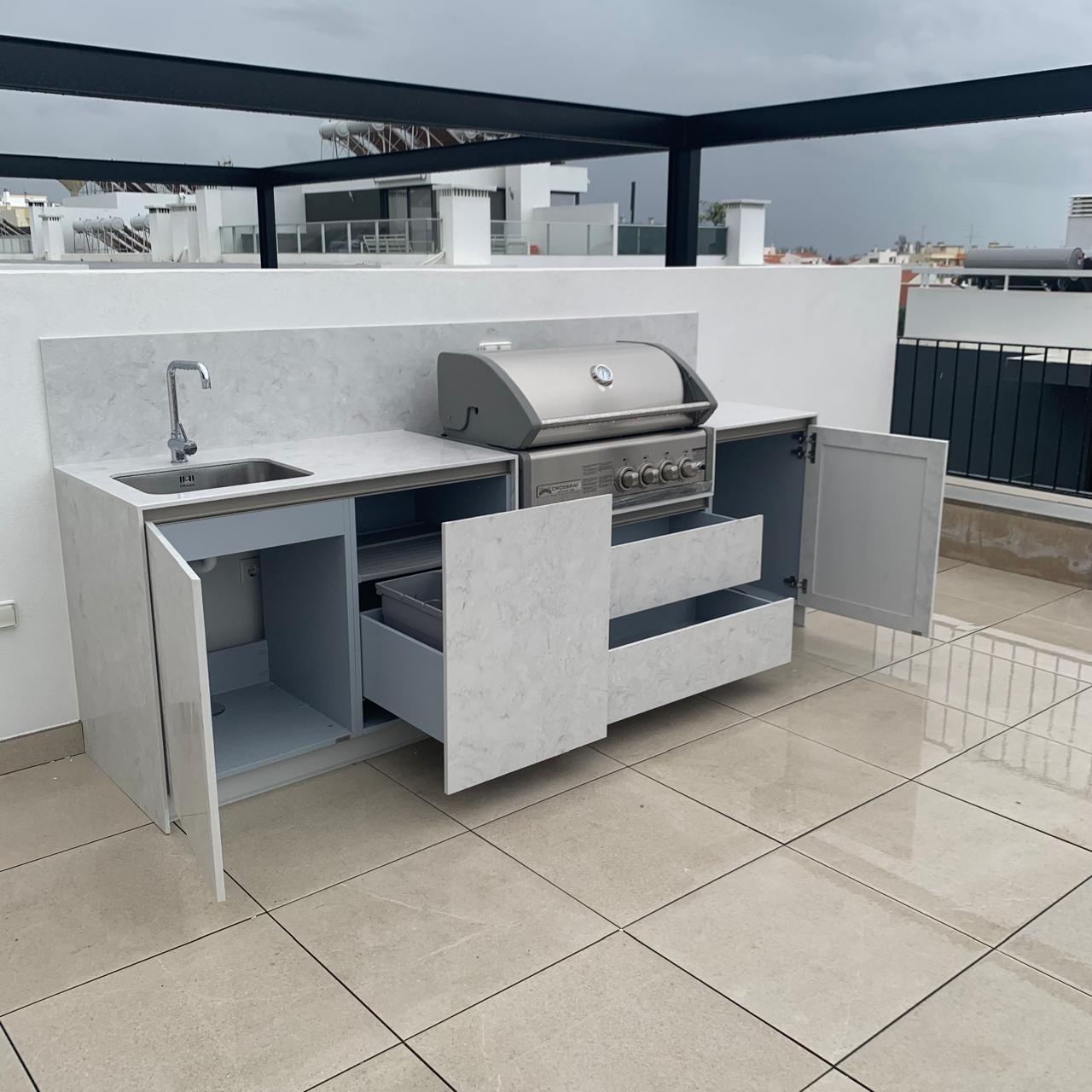 Outdoor Kitchen with Stone Facades