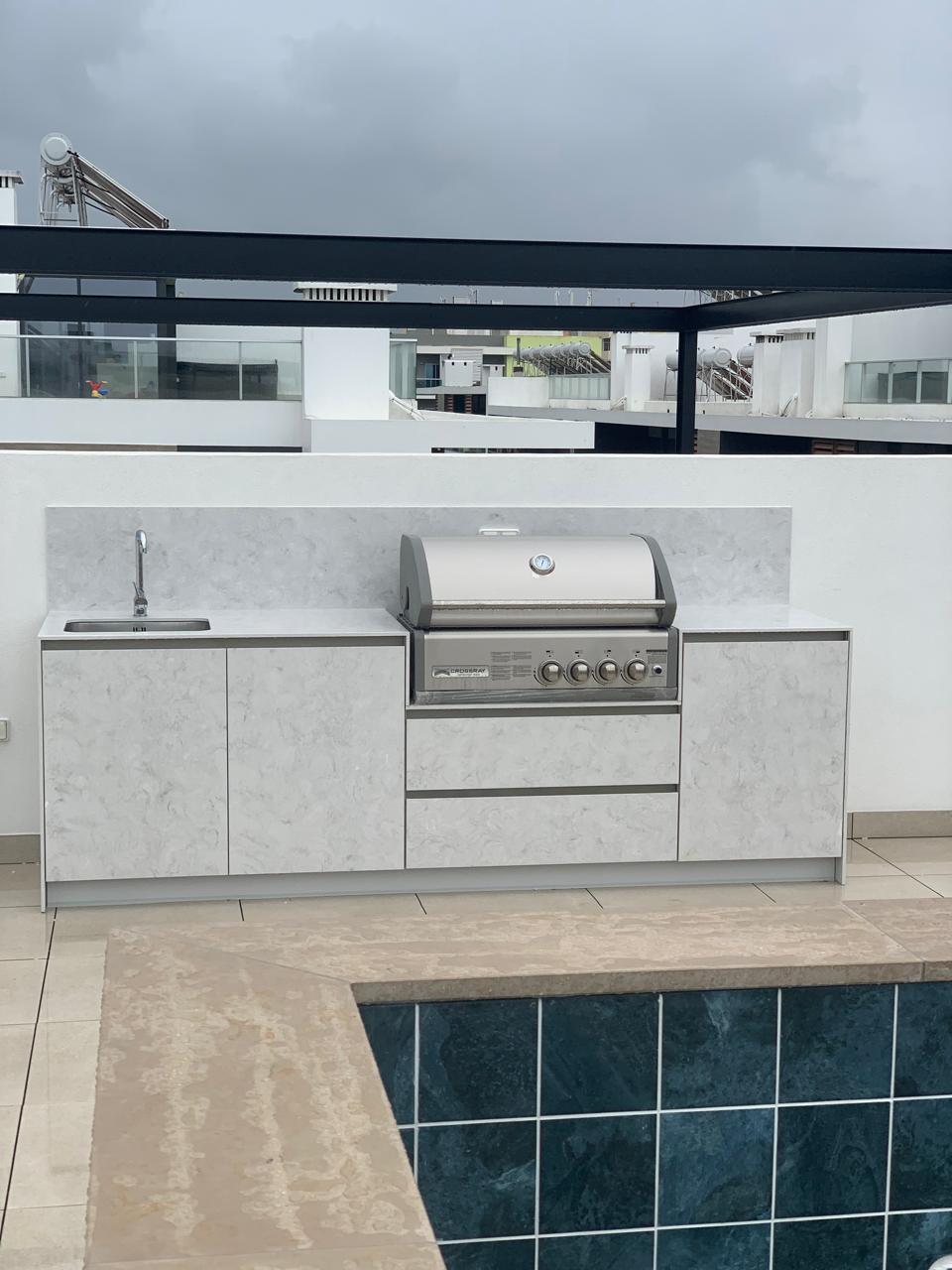 Outdoor Kitchen with Stone Facades