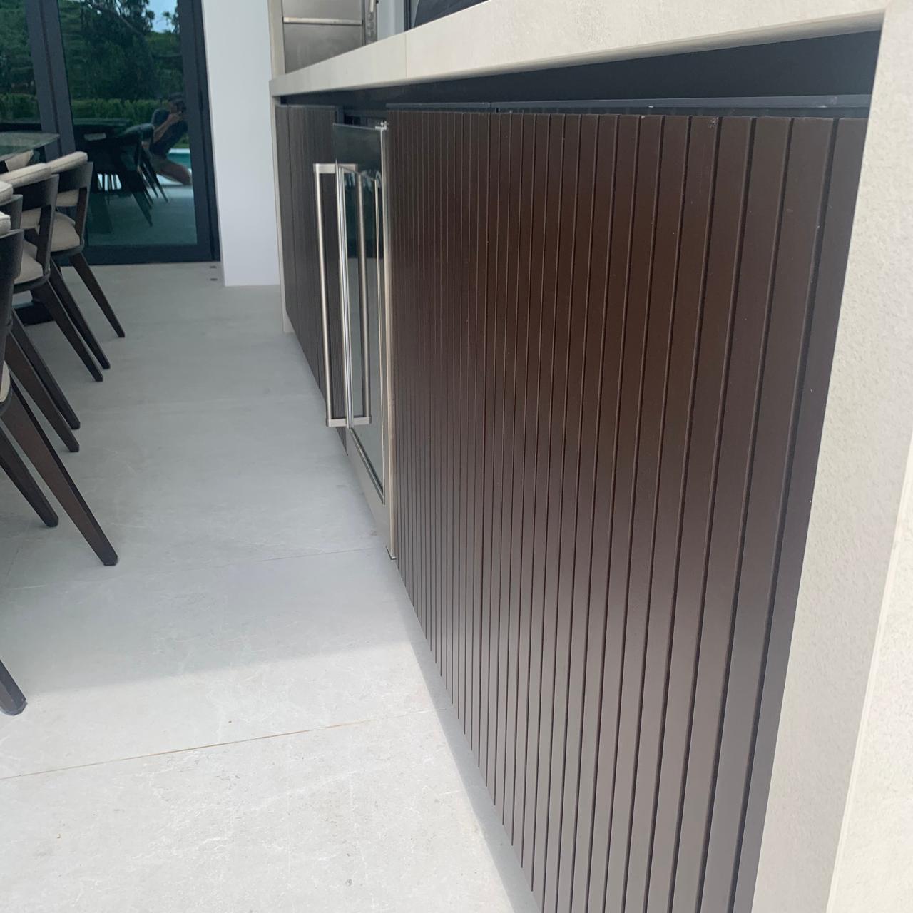 Outdoor Kitchen with Iroko Slatted Facades