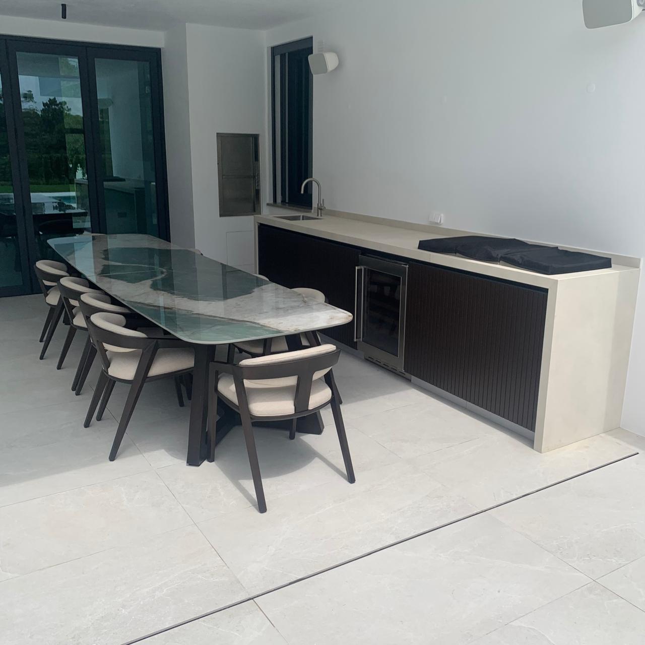 Outdoor Kitchen with Iroko Slatted Facades