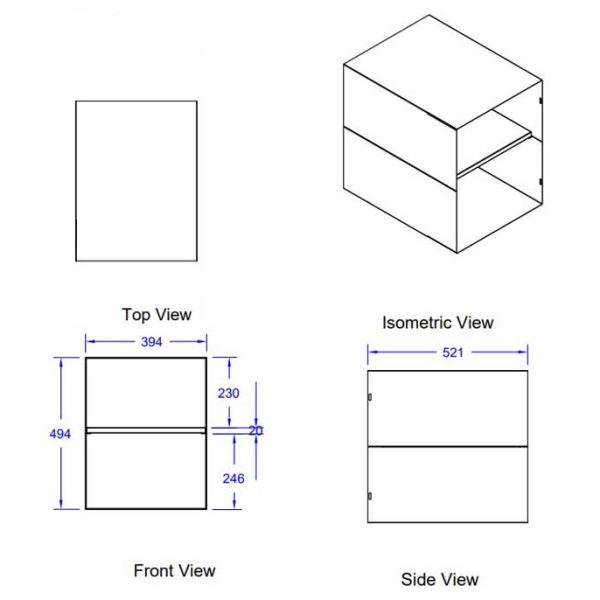 BULL Internal Liner for Vertical Doors & Combos 80cm + Middle Shelf