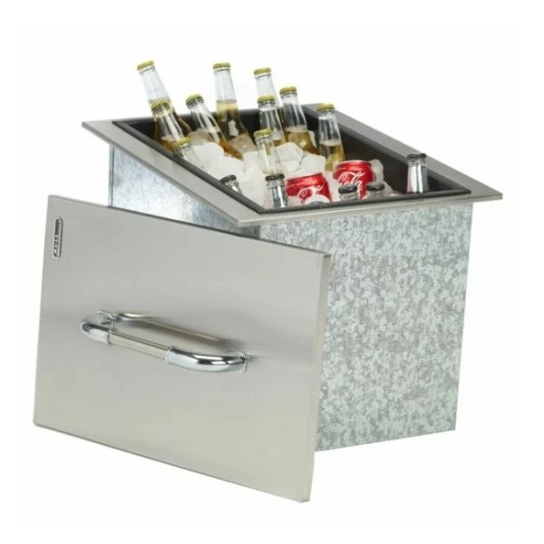 BULL Ice Chest with Cover and Drain Stainless Steel Drop-In