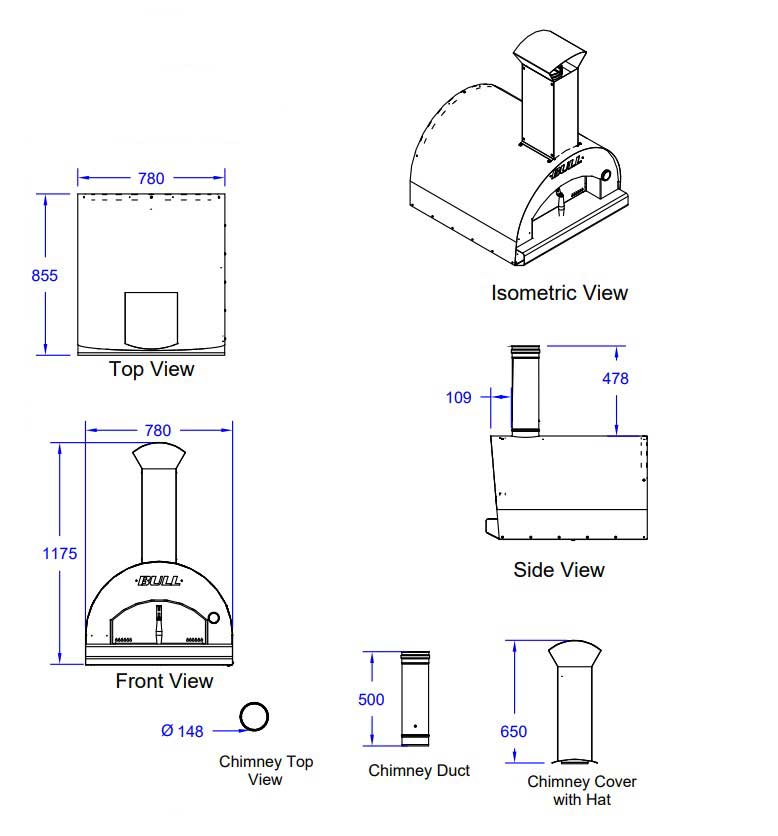 BULL-Large-Wood-Pizza-Oven-60x60cm-3 BULL Large Wood Pizza Oven 60x60cm